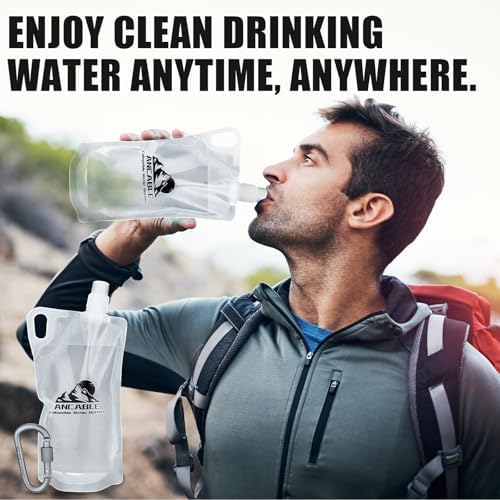 Ancable 1L Hiking Collapsible Water Bottles, 4-Pack 33OZ BPA-Free Foldable Backpacking Water Bottle for Travel Camping Hiking - Image 4