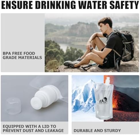 Ancable 1L Hiking Collapsible Water Bottles, 4-Pack 33OZ BPA-Free Foldable Backpacking Water Bottle for Travel Camping Hiking - Image 5
