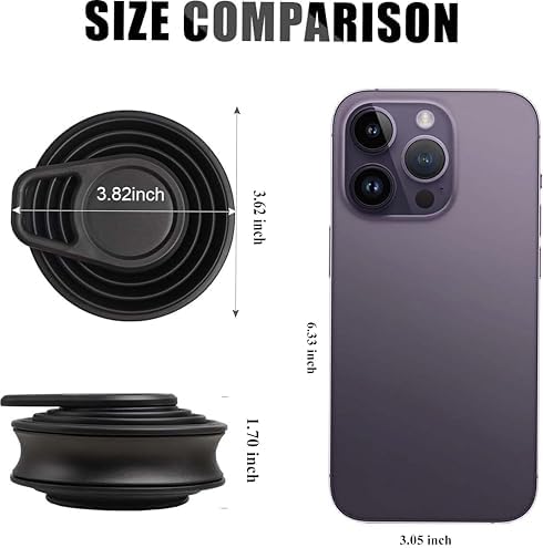 Collapsible Silicone Water Bottle - Foldable, Lightweight, and BPA-Free | 500ml (17oz) Reusable Leakproof Bottle for Camping, Travel, and Gym | Compact & Durable with Carabiner - Black - Image 5