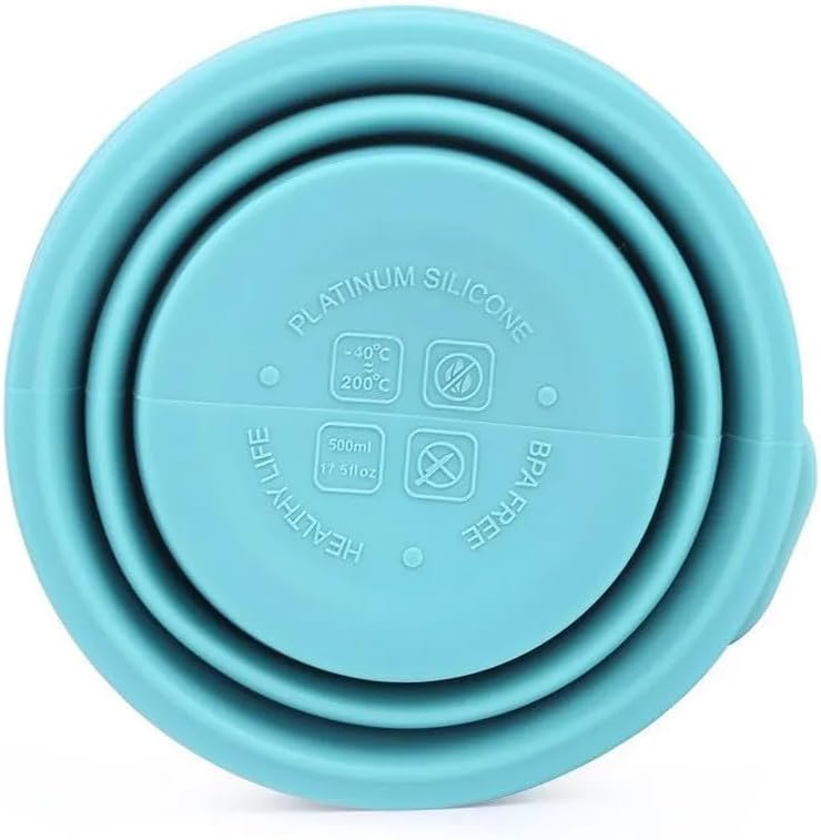 Collapsible Silicone Water Bottle - Foldable, Lightweight, and BPA-Free | 500ml (17oz) Reusable Leakproof Bottle for Camping, Travel, and Gym | Compact & Durable with Carabiner - Black - Image 7