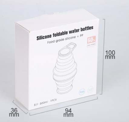 Collapsible Silicone Water Bottle - Foldable, Lightweight, and BPA-Free | 500ml (17oz) Reusable Leakproof Bottle for Camping, Travel, and Gym | Compact & Durable with Carabiner - Black - Image 8