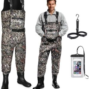 Fishing Waders for Men, Waterproof 4mm Neoprene Hunting Waders, 8mm Reinforced Knees, 800G Insulation Bootfoot